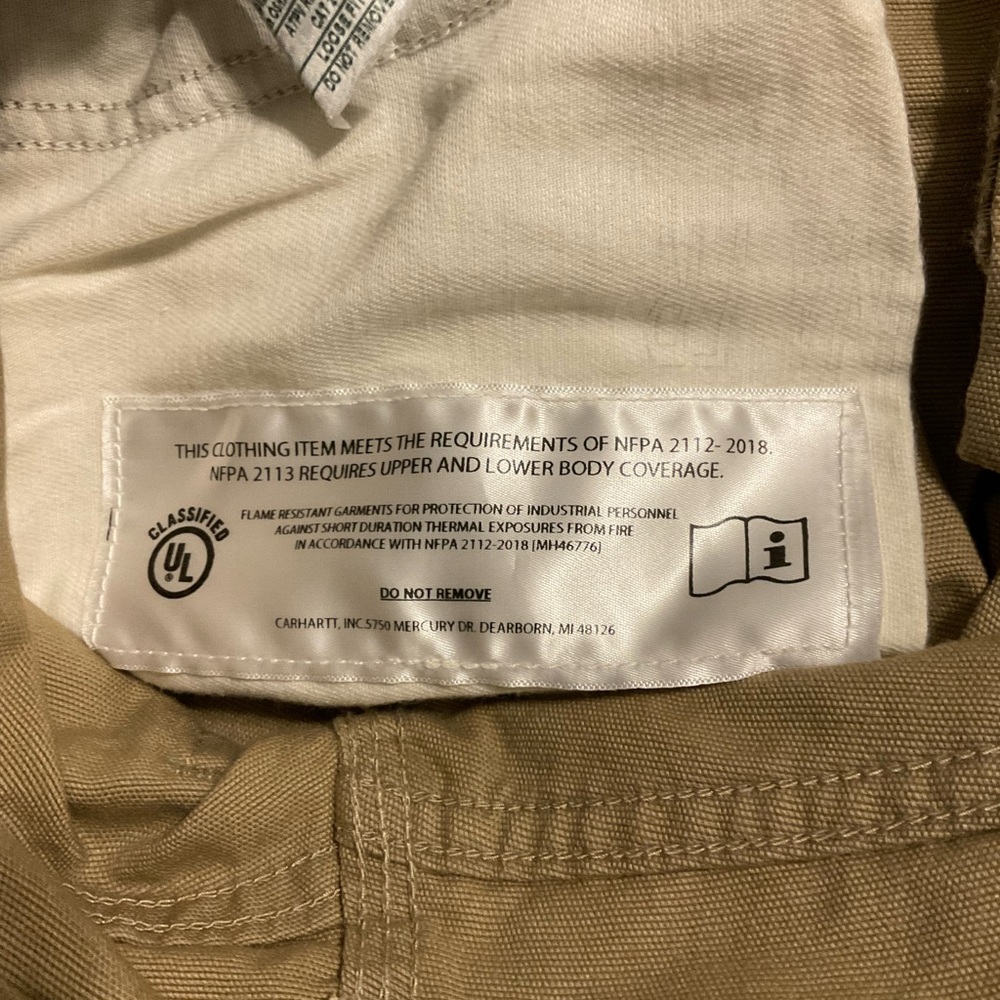 Carhartt FR Pants Mens 32x30 Khaki Flame Resistant CAT 2 FRB159 Loose Fit - Picture 10 of 11